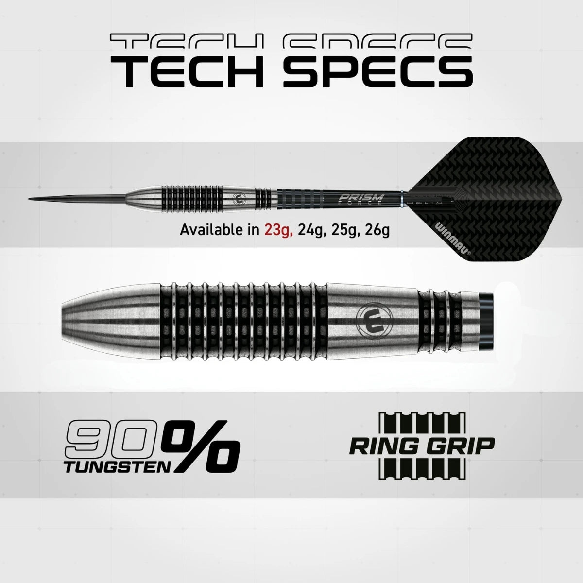 Winmau Blackout 2 Torpedo 90% Tungsten Steel Tip Darts-5-23 GRAM-Premier Darts