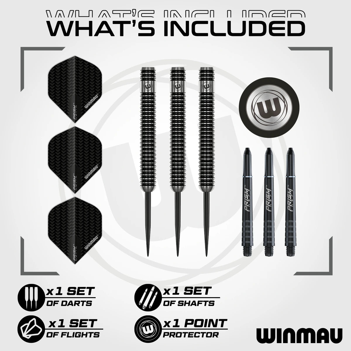 Winmau Blackout 1 Straight 90% Tungsten Steel Tip Darts