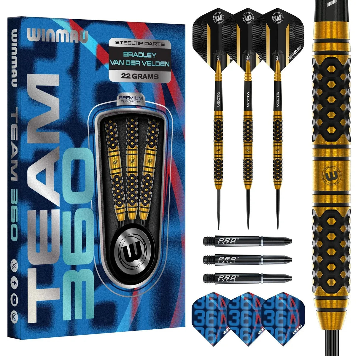 Winmau Bradley van der Velden 90% Tungsten Steel Tip Darts-1-22 GRAM-Premier Darts
