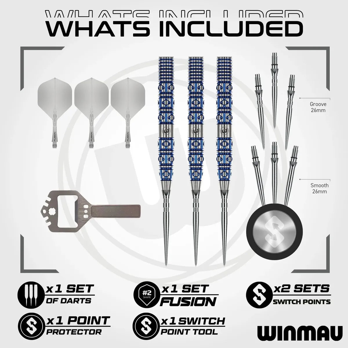 Winmau Lunaris Tapered SP 90% Tungsten Steel Tip Darts-3-22 GRAM-Premier Darts