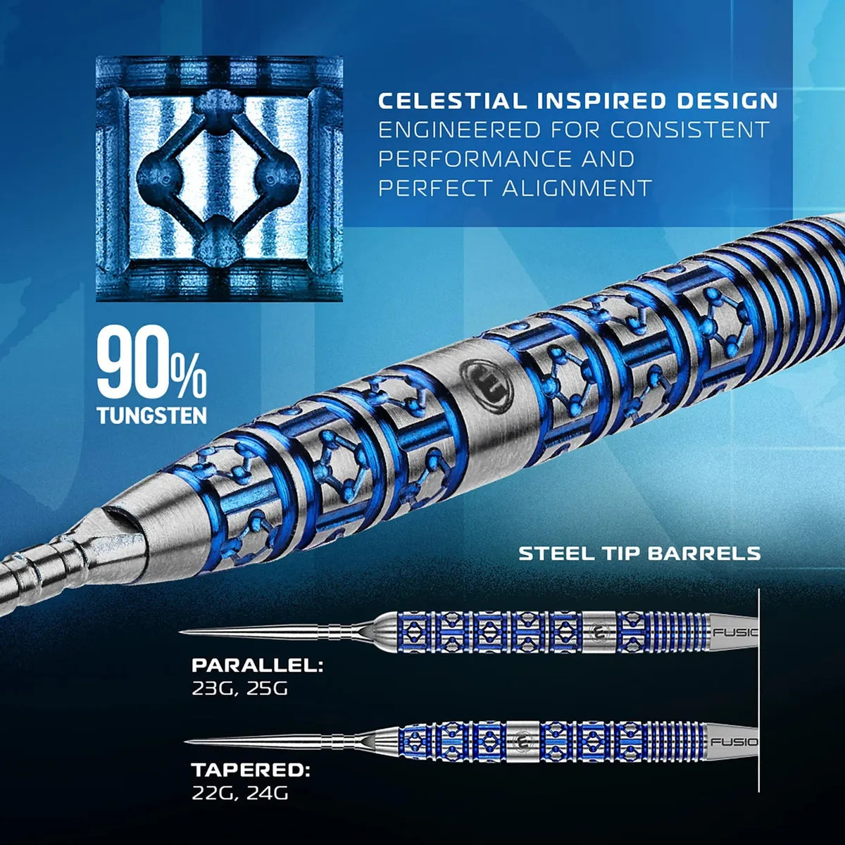 Winmau Lunaris Tapered SP 90% Tungsten Steel Tip Darts-6-22 GRAM-Premier Darts