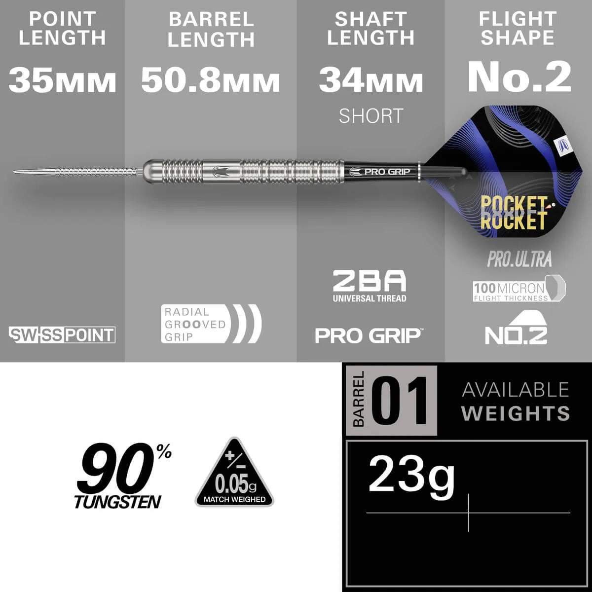 Target Darts Justin Hood G1 SP 90% Tungsten Steel Tip Darts-5-23 GRAM-Premier Darts