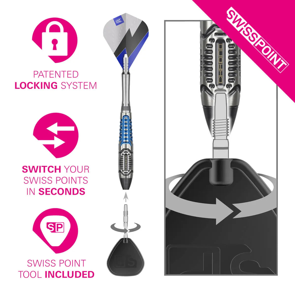 Target Darts Phil Taylor Chrono SP 95% Tungsten Steel Tip Darts-6-22 GRAM-Premier Darts