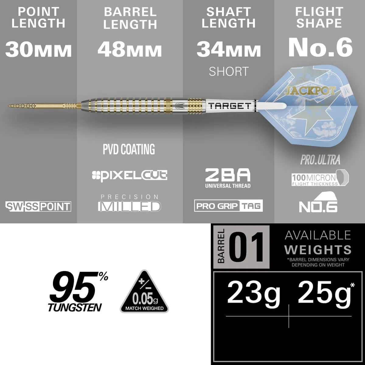 Target Darts Adrian Lewis Showdown SP 95% Tungsten Steel Tip Darts-6-23 GRAM-Premier Darts