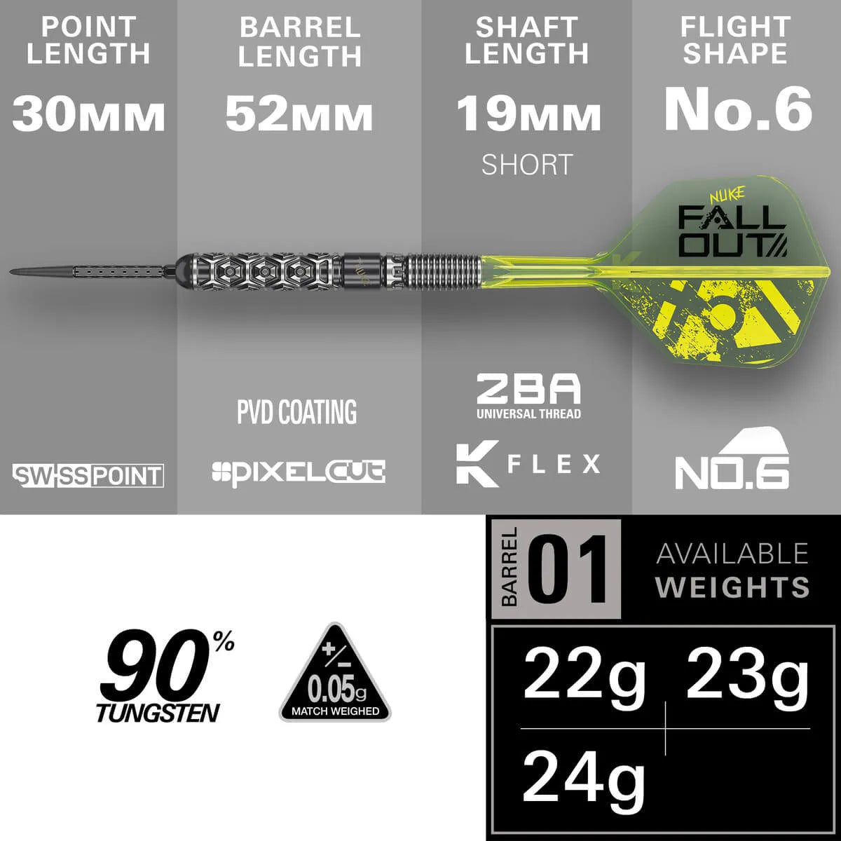 Target Darts Luke Littler Fallout SP 90% Tungsten Steel Tip Darts-5-22 GRAM-Premier Darts