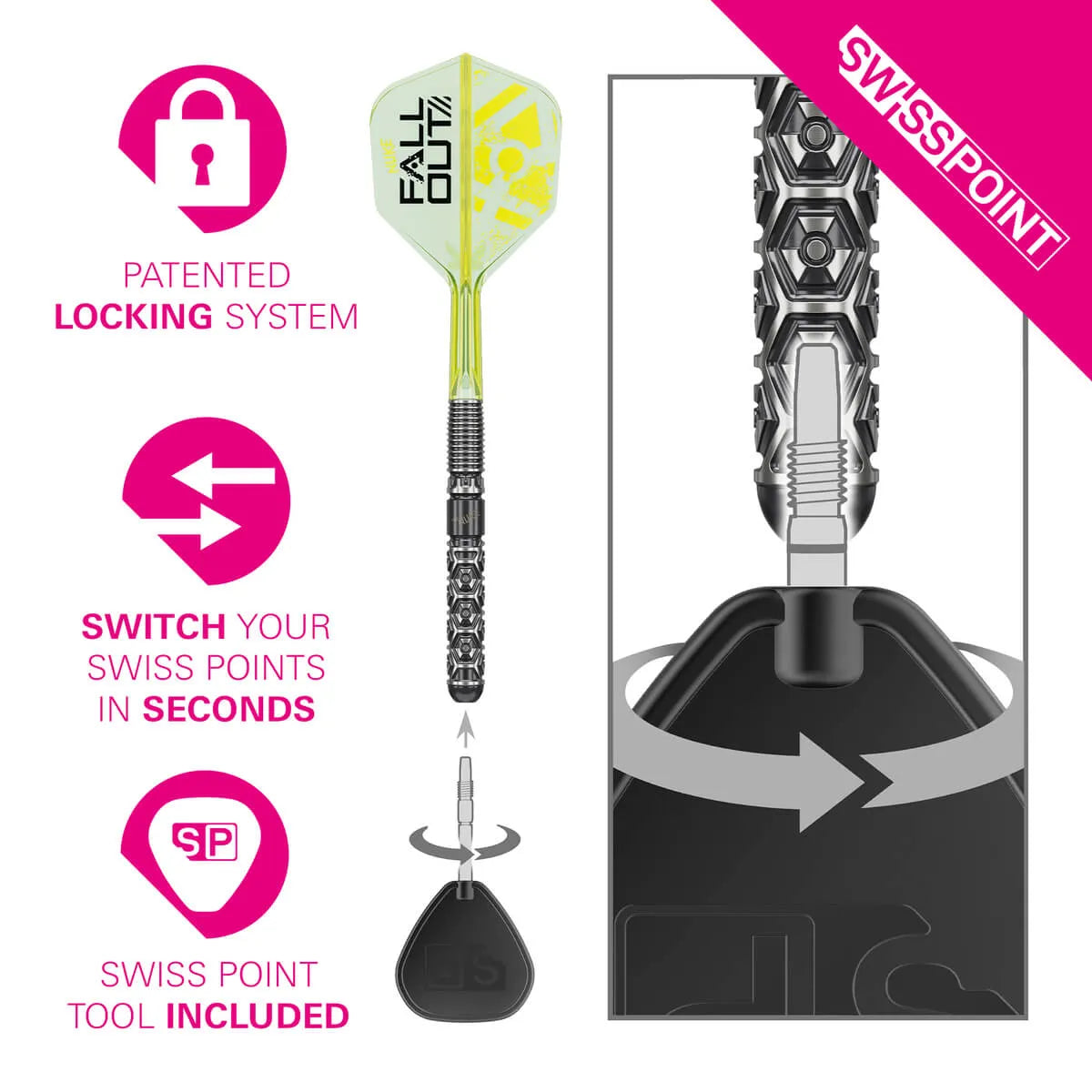 Target Darts Luke Littler Fallout SP 90% Tungsten Steel Tip Darts-6-22 GRAM-Premier Darts