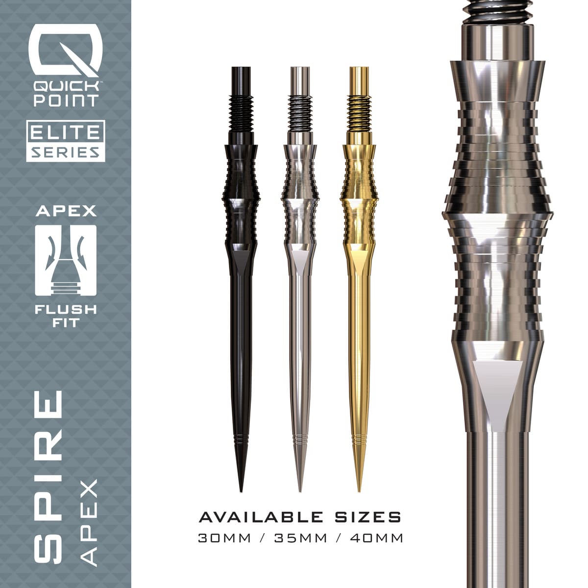 Harrows Apex Spire Elite Series Quick Points-4-Black-30mm-Premier Darts
