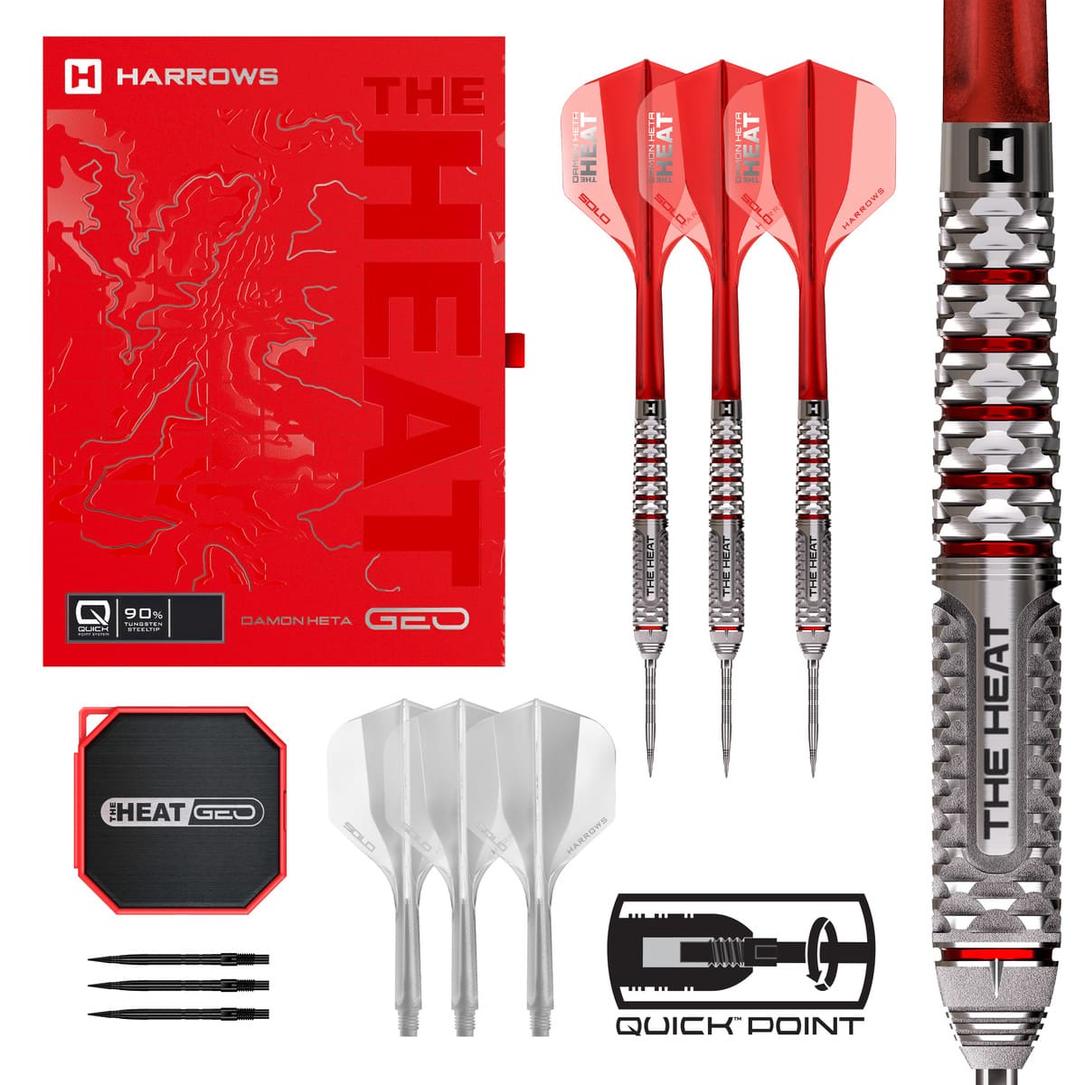 Harrows Damon Heta Geo QP 90% Tungsten Steel Tip Darts-1-22 GRAM-Premier Darts