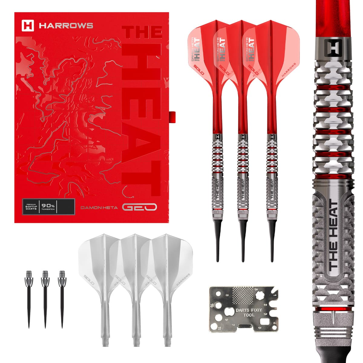 Harrows Damon Heta Geo 90% Tungsten Soft Tip Darts-1-18 GRAM-Premier Darts