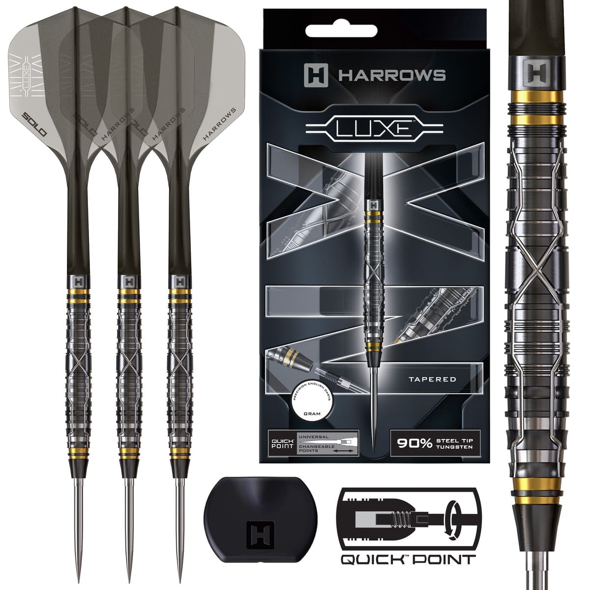 Harrows NX Luxe Tapered QP 90% Tungsten Steel Tip Darts-1-22 GRAM-Premier Darts