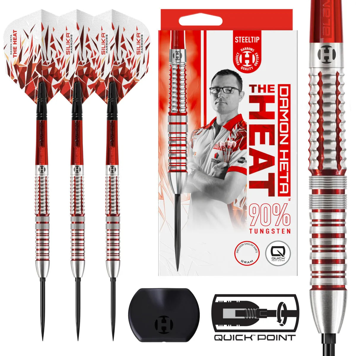 Harrows Damon Heta Series 2 QP 90% Tungsten Steel Tip Darts-1-21 GRAM-Premier Darts