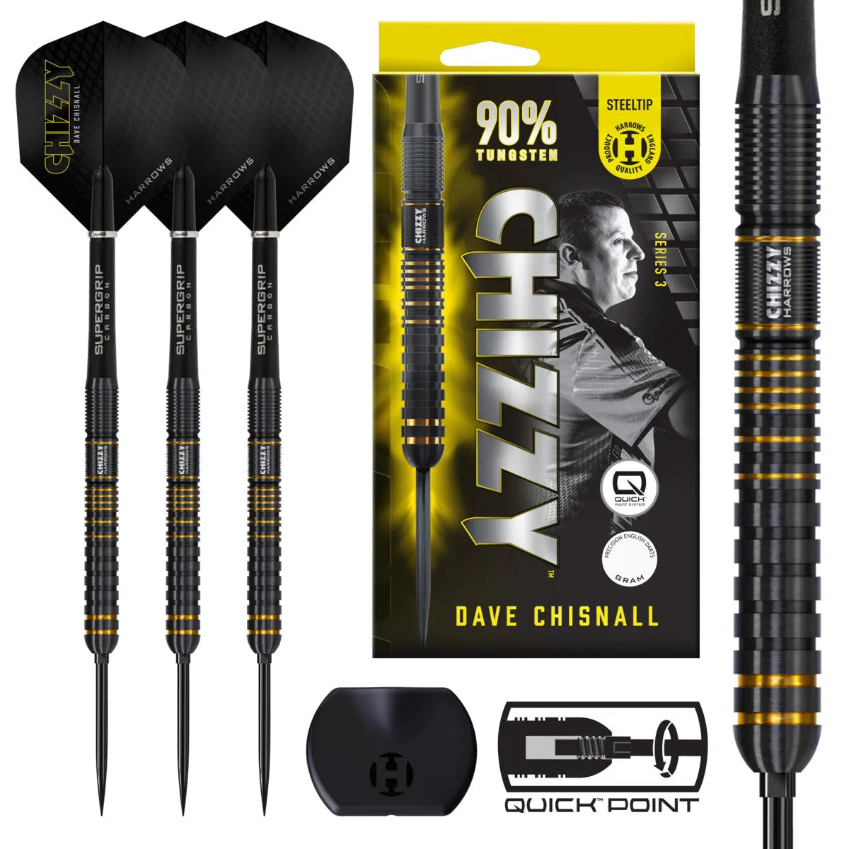 Harrows Chizzy Series 3 QP 90% Tungsten Steel Tip Darts-1-21 GRAM-Premier Darts