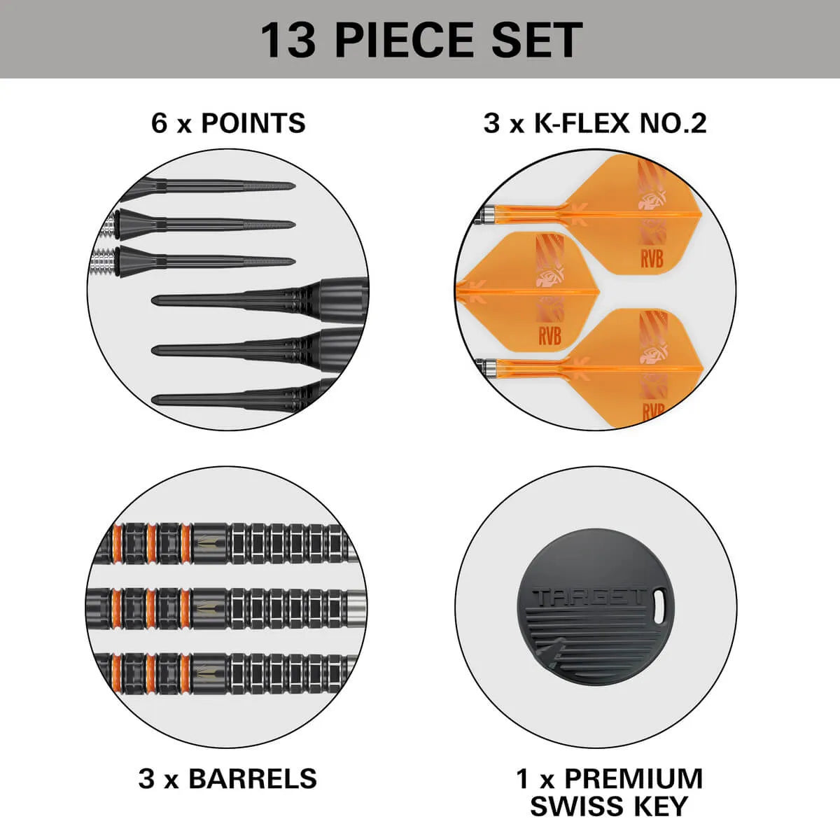 Target Darts Raymond Van Barneveld 95K 95% Tungsten Soft Tip Darts-7-20 GRAM-Premier Darts