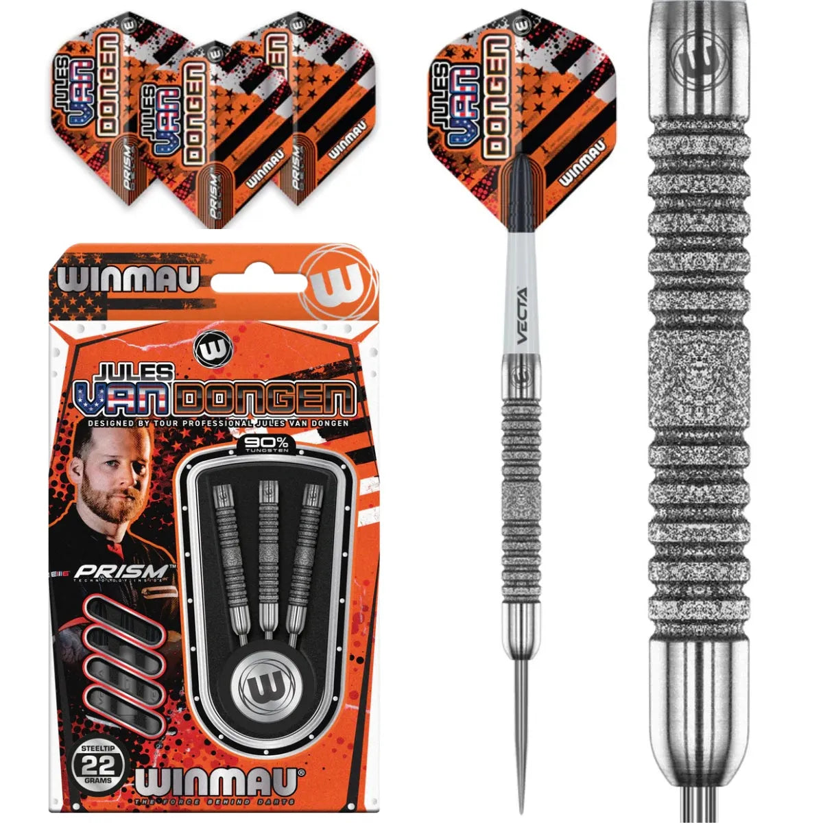Winmau Jules van Dongen 90% Tungsten Steel Tip Darts