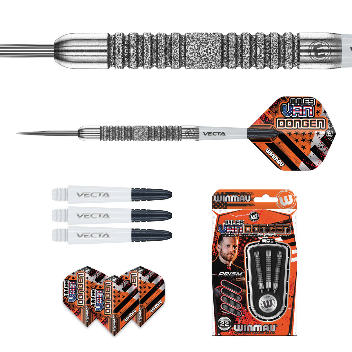 Winmau Jules van Dongen 90% Tungsten Steel Tip Darts