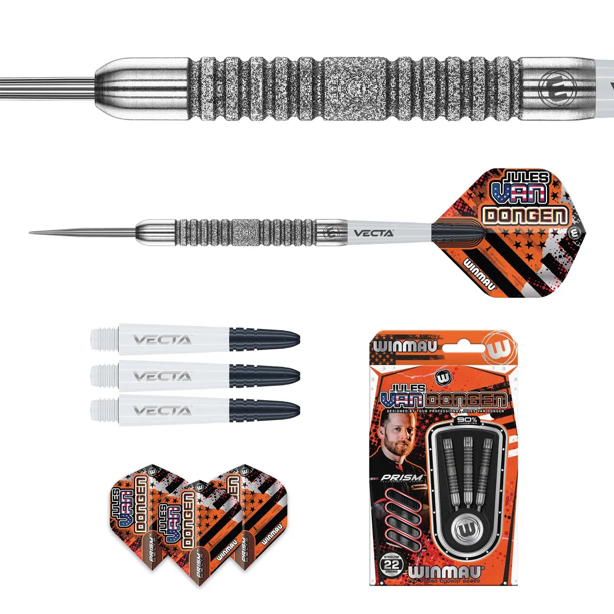 Winmau Jules van Dongen 90% Tungsten Steel Tip Darts