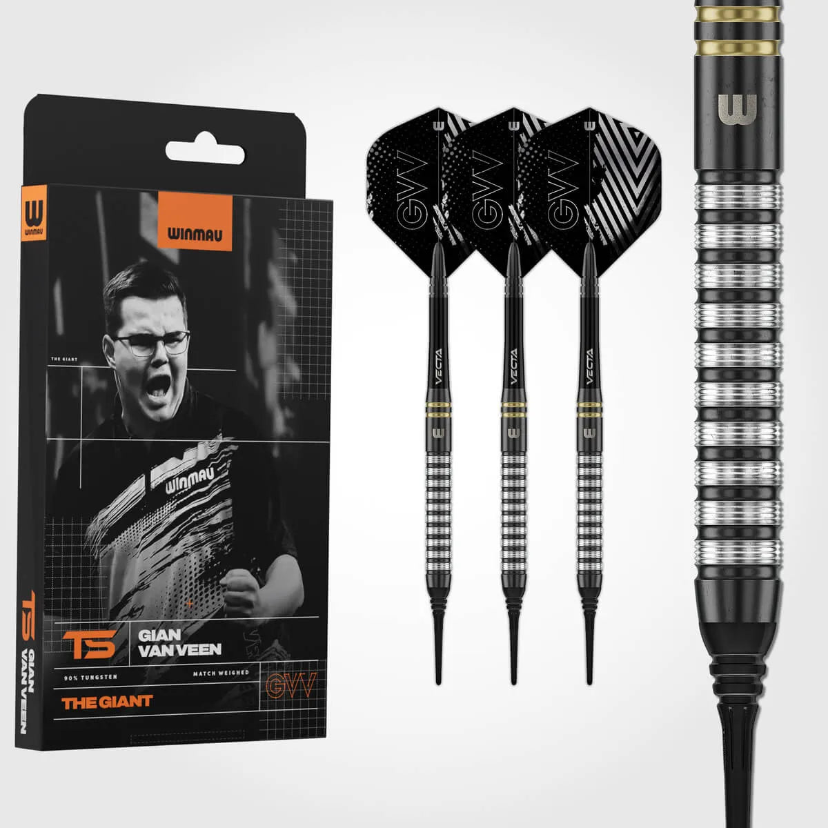 Winmau Gian van Veen TS 90% Tungsten Soft Tip Darts-4-18 GRAM-Premier Darts