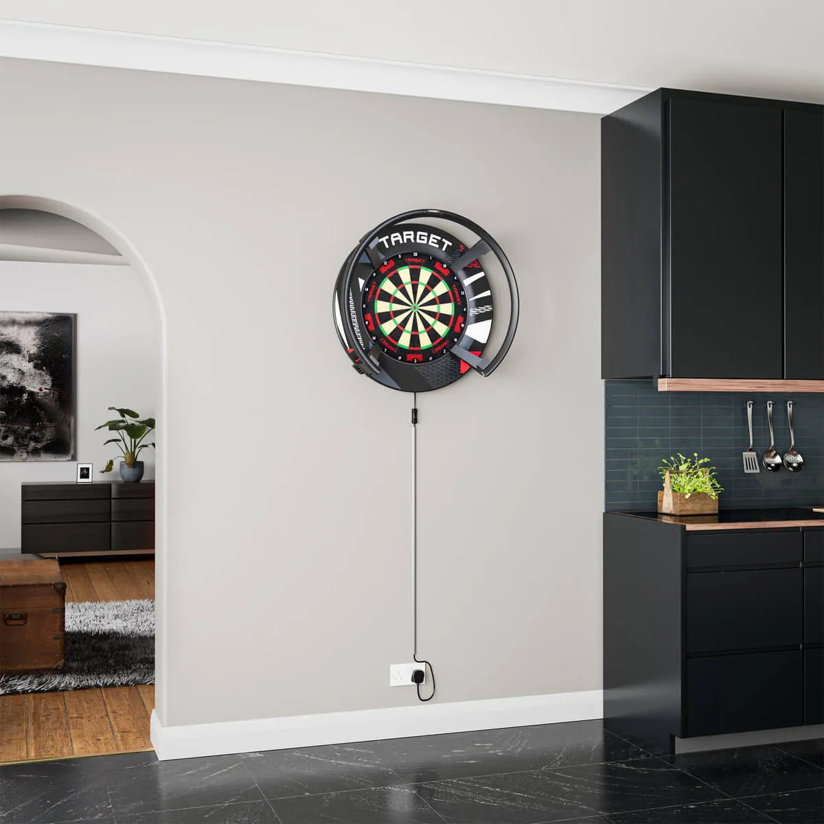 Target Darts Patterned Notched Surround-3-Black-Premier Darts