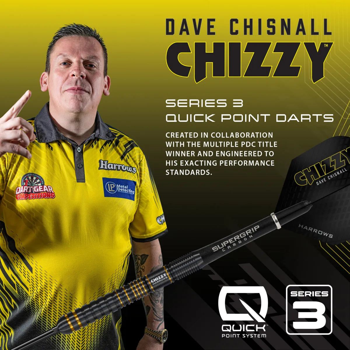 Harrows Chizzy Series 3 QP 90% Tungsten Steel Tip Darts-5-21 GRAM-Premier Darts