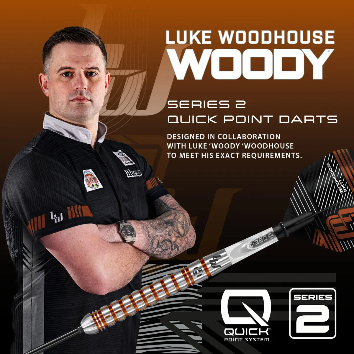 Harrows Luke Woodhouse Series 2 QP 90% Tungsten Steel Tip Darts-5-21 GRAM-Premier Darts