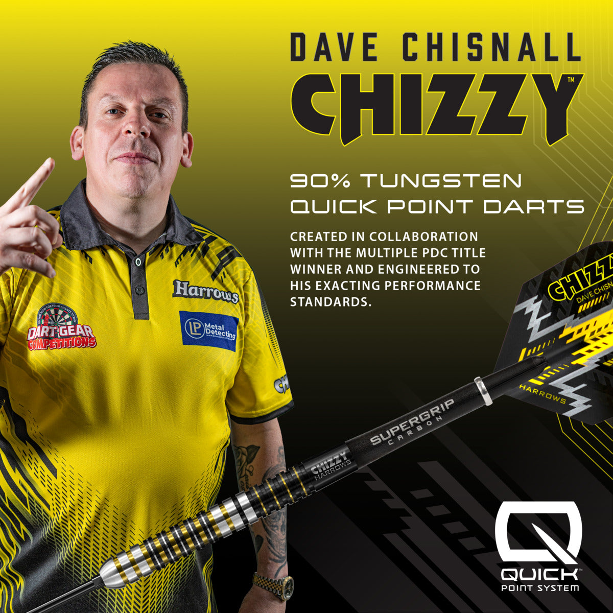 Harrows Dave Chisnall Chizzy QP 90% Tungsten Steel Tip Darts-5-21 GRAM-Premier Darts