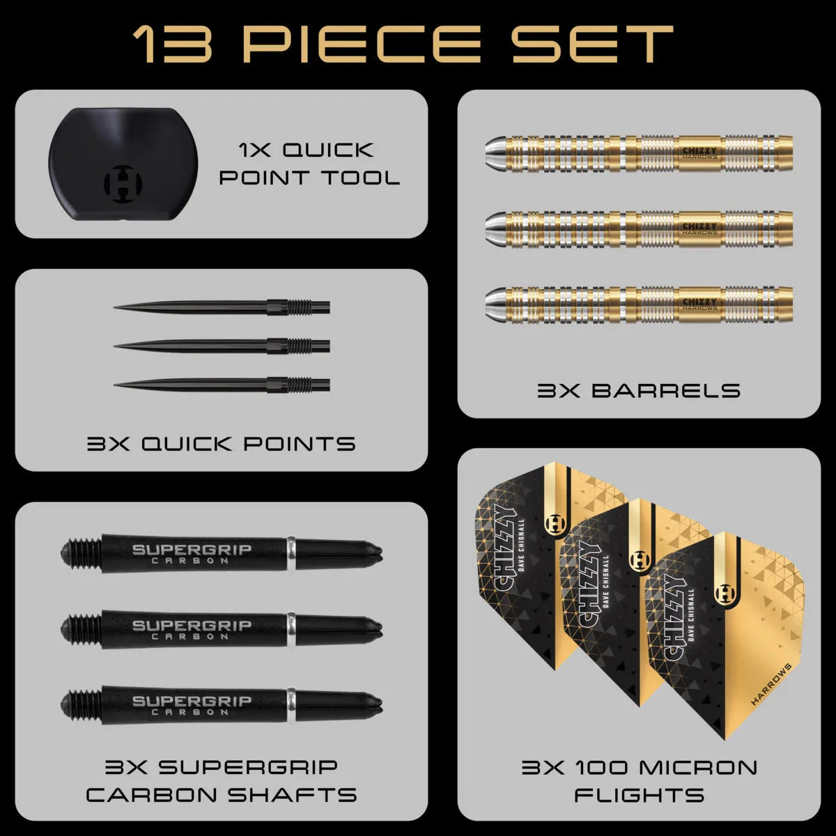 Harrows Chizzy Series 2 QP 90% Tungsten Steel Tip Darts-7-21 GRAM-Premier Darts