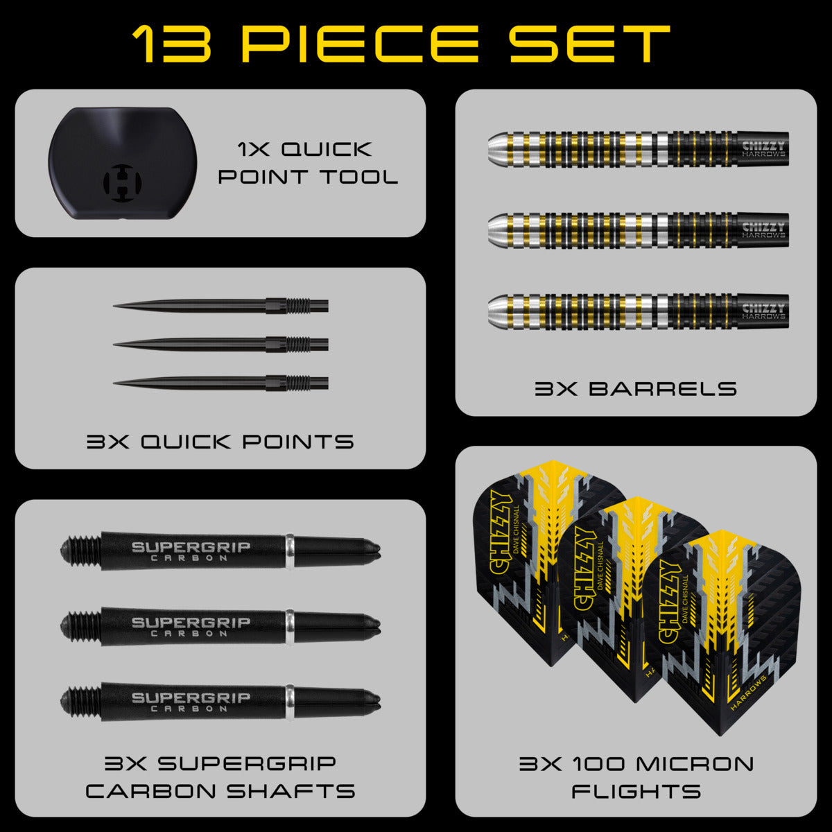 Harrows Dave Chisnall Chizzy QP 90% Tungsten Steel Tip Darts-7-21 GRAM-Premier Darts