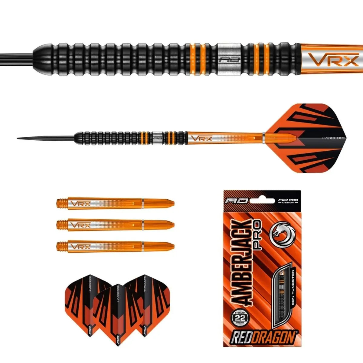 Red Dragon Amberjack Pro 1 90% Tungsten Steel Tip Darts-3-22 GRAM-Premier Darts