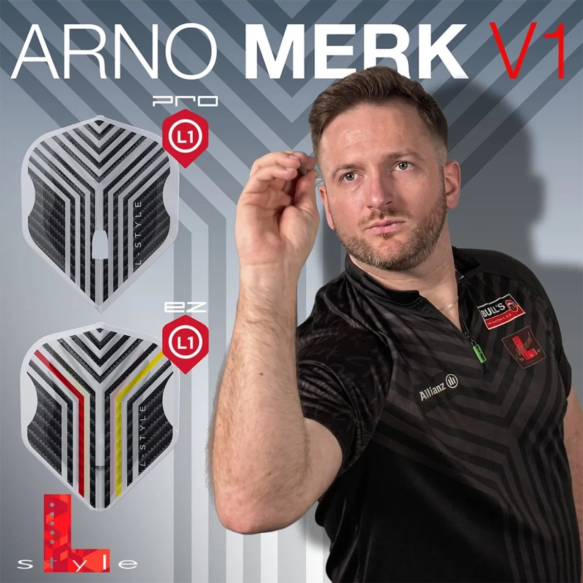 L-Style Darts L-Flight PRO L1 Arno Merk V1 Clear White Flights-4-Premier Darts