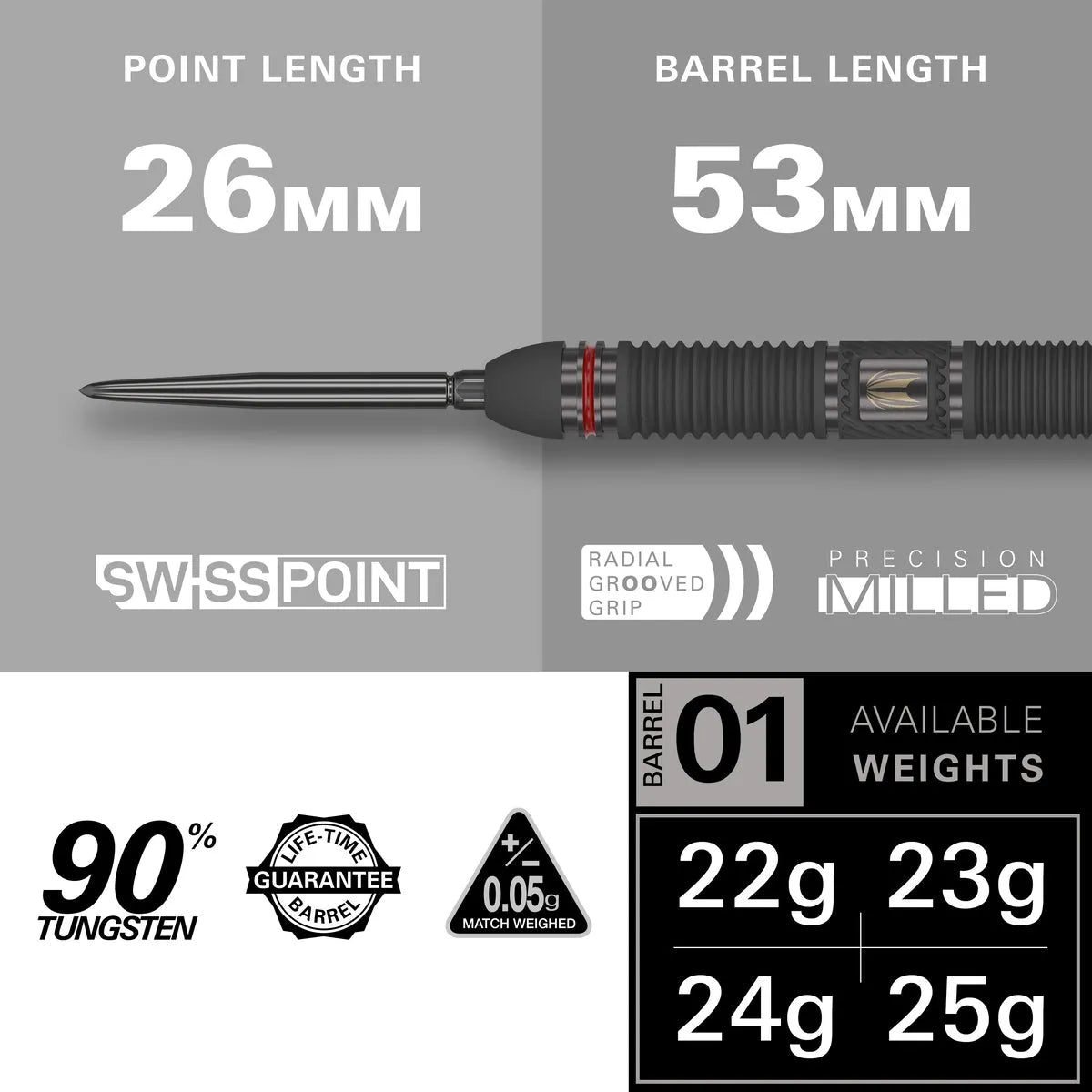 Target Darts Scope 01 SP 90% Tungsten Steel Tip Darts-4-22 GRAM-Premier Darts