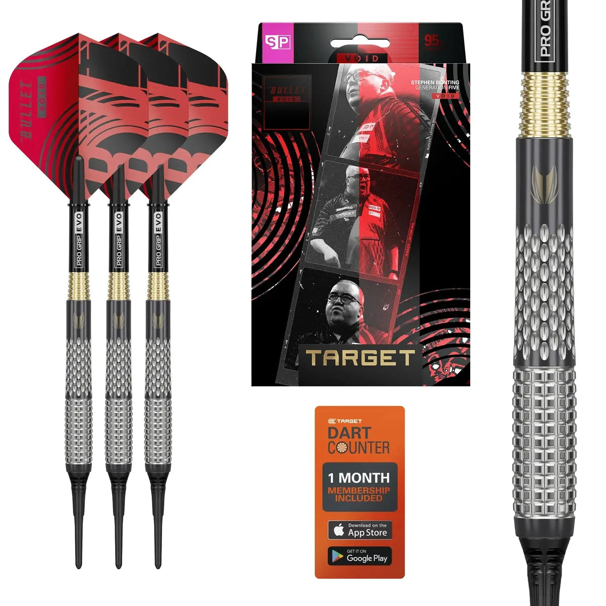 Target Darts Stephen Bunting G5 Void 95% Tungsten Soft Tip Darts-3-18 GRAM-Premier Darts