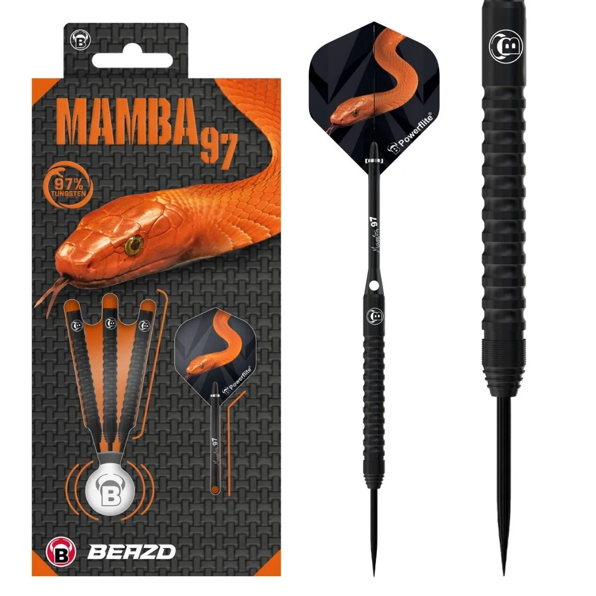BEAZD Mamba 97 M3 Black Titanium 97% Tungsten Steel Tip Darts-1-21 GRAM-Premier Darts