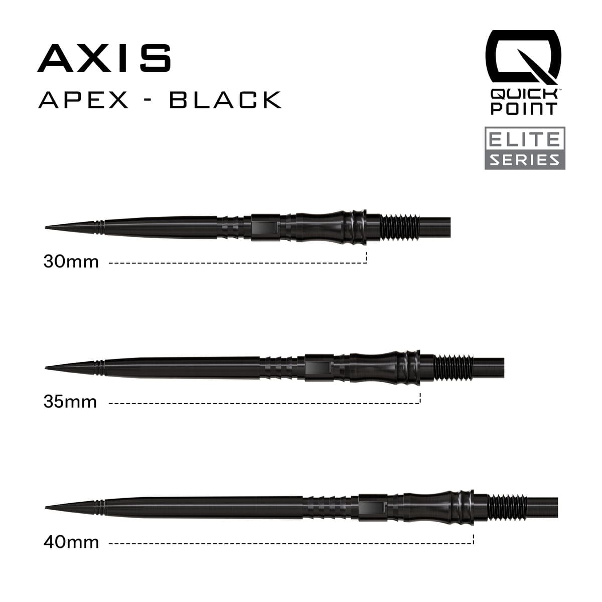 Harrows Apex Axis Elite Series Quick Points-10-Black-30mm-Premier Darts