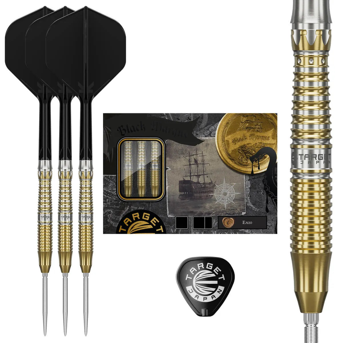 Target Japan Black Marque Enzo 90% Tungsten Steel Tip Darts-3-22 GRAM-Premier Darts