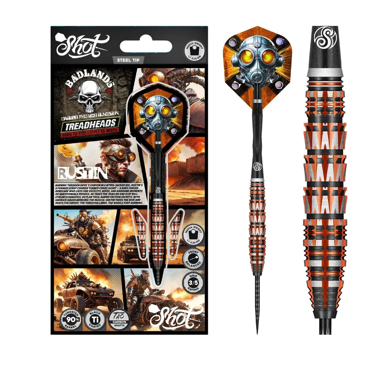 Shot Badlands Rustin 90% Tungsten Steel Tip Darts