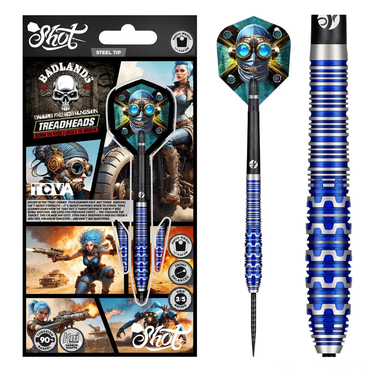Shot Badlands Tova 90% Tungsten Steel Tip Darts-1-23 GRAM-Premier Darts