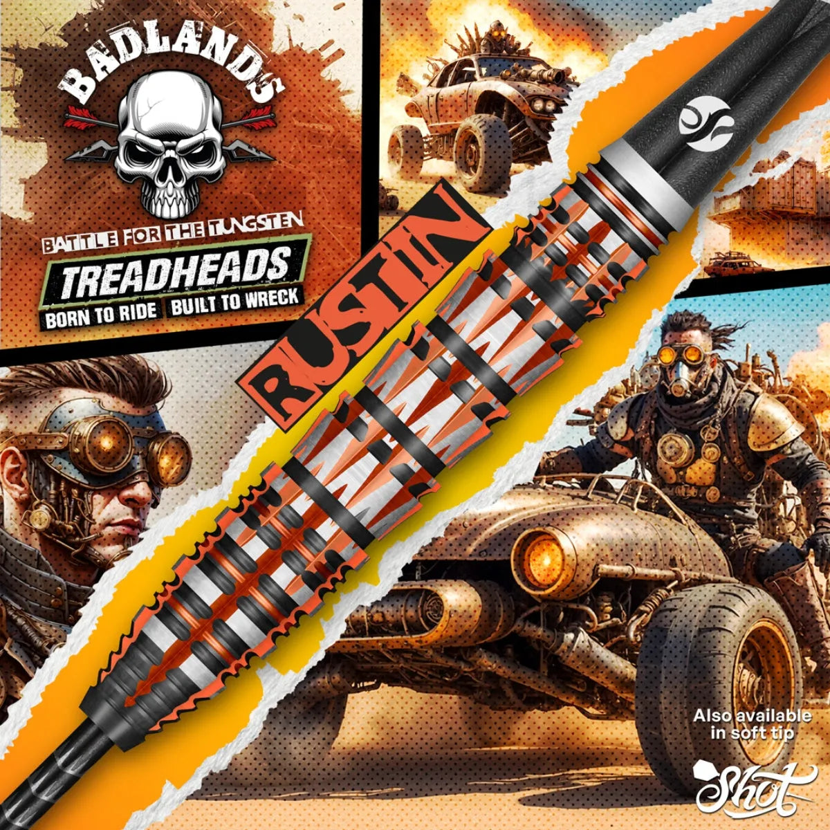 Shot Badlands Rustin 90% Tungsten Steel Tip Darts-6-23 GRAM-Premier Darts