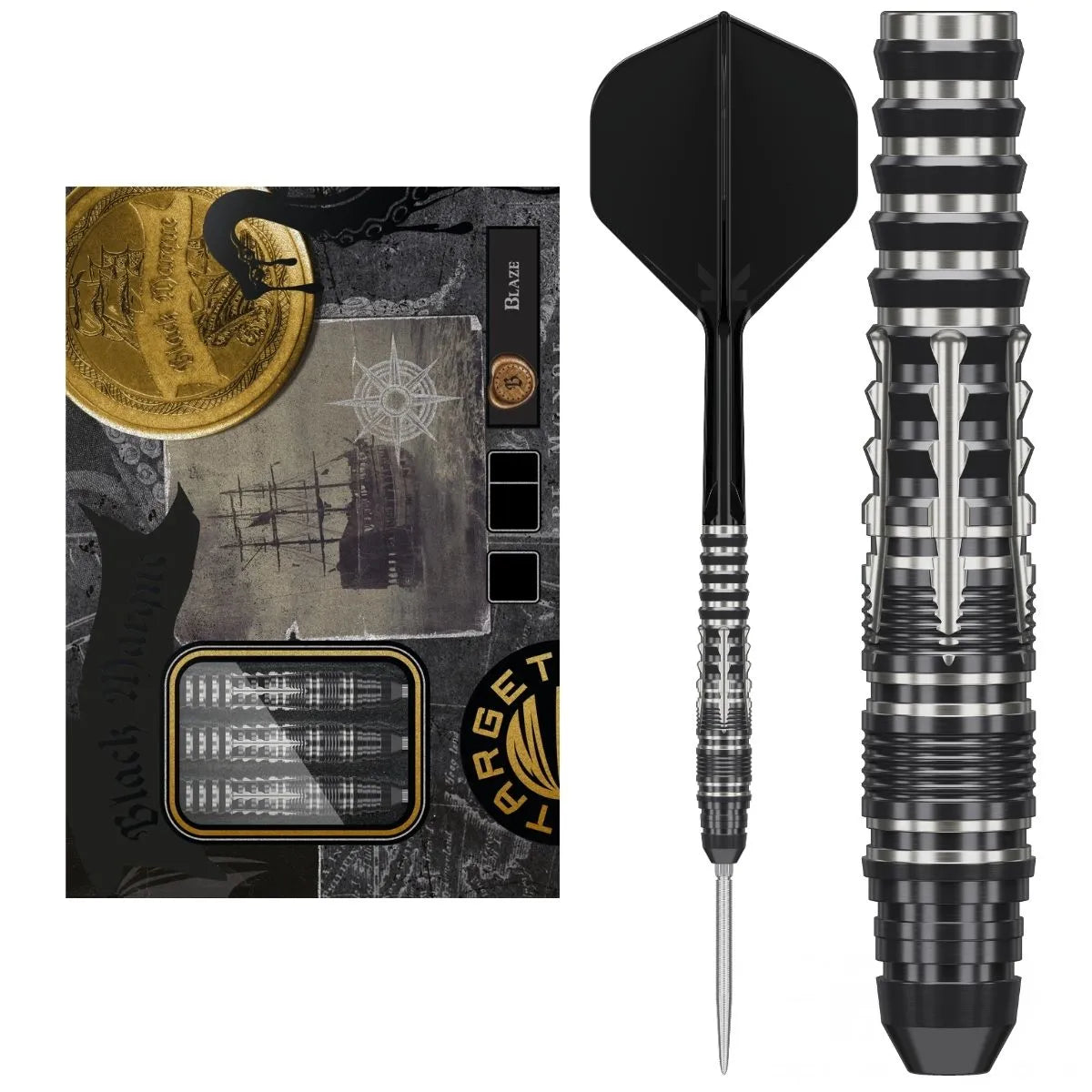 Target Japan Black Marque Blaze 90% Tungsten Steel Tip Darts-1-23 GRAM-Premier Darts