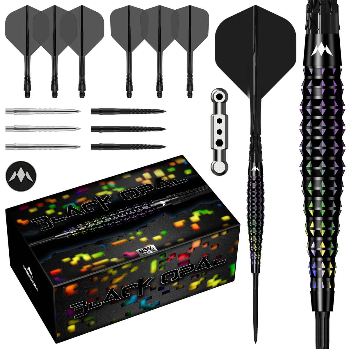 Mission Black Opal 95% Tungsten Steel Tip Darts-1-22 GRAM-Premier Darts