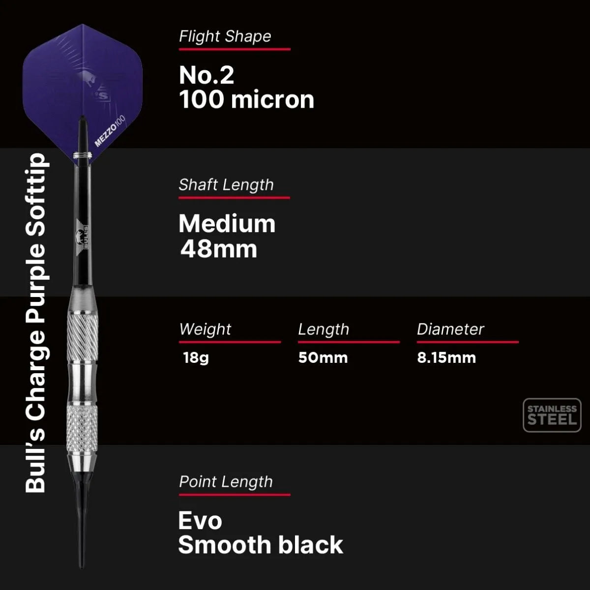 Bull's NL Charge Purple Nickel Coated Brass Soft Tip Darts-4-18 GRAM-Premier Darts