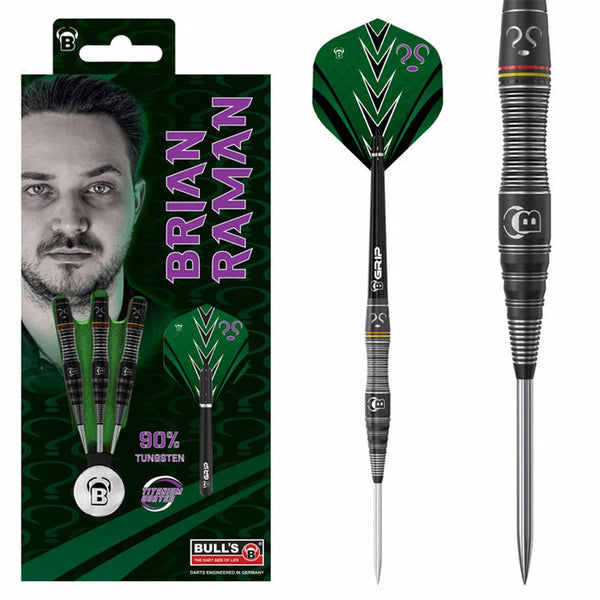 Bull's DE Brian "The Riddler" Raman 90% Tungsten Steel Tip Darts-1-22 GRAM-Premier Darts