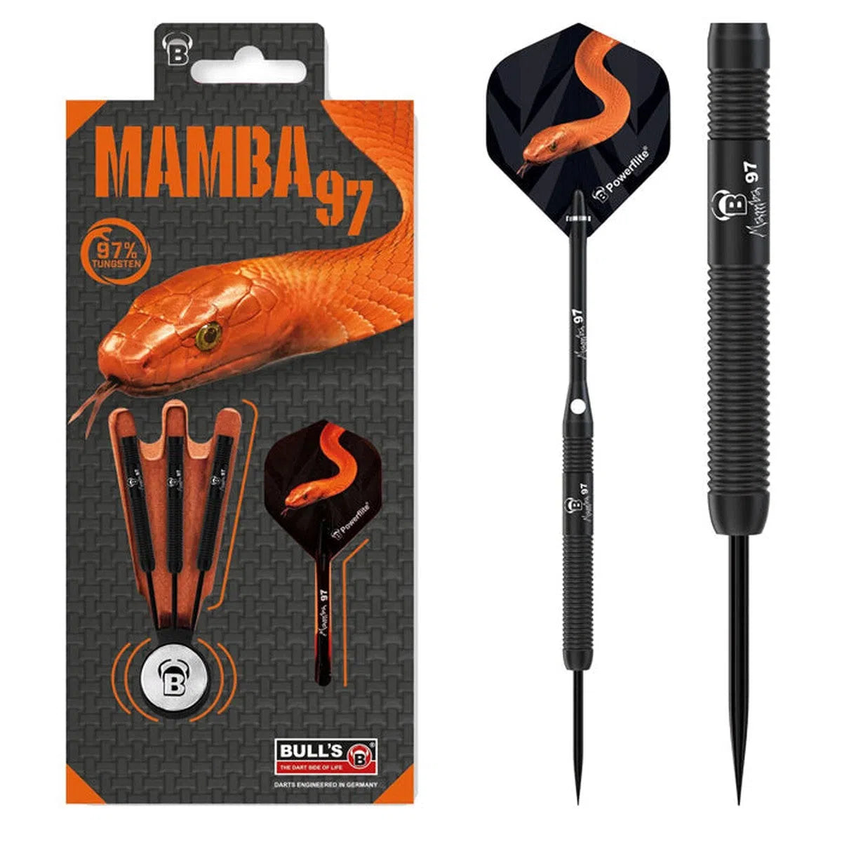 Bull's DE Mamba 97 M1 Black Titanium 97% Tungsten Steel Tip Darts