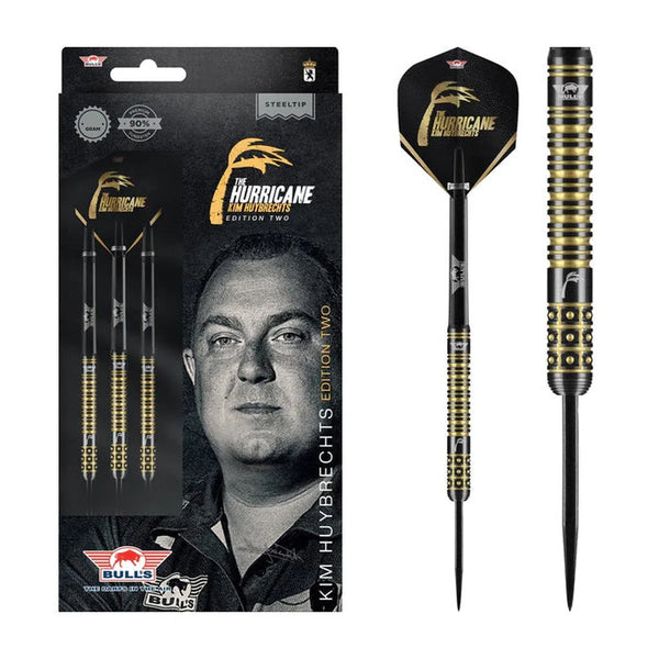 Bull's NL Kim Huybrechts Black E2 90% Tungsten Steel Tip Darts-1-23 GRAM-Premier Darts