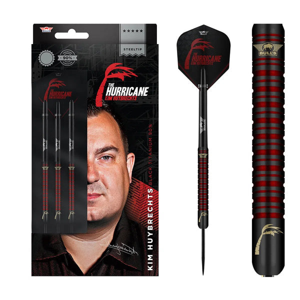 Bull's NL Kim Huybrechts Black Titanium 90% Tungsten Steel Tip Darts-1-22 GRAM-Premier Darts