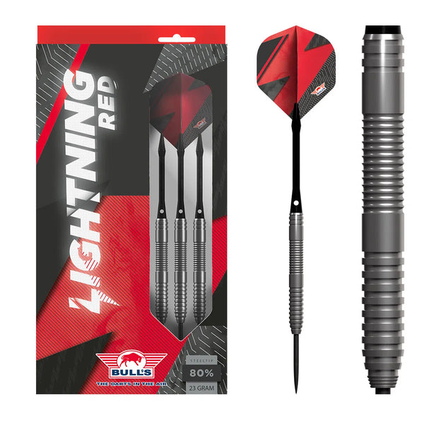 Bull's NL Lightning Red 80% Tungsten Steel Tip Darts-1-21 GRAM-Premier Darts