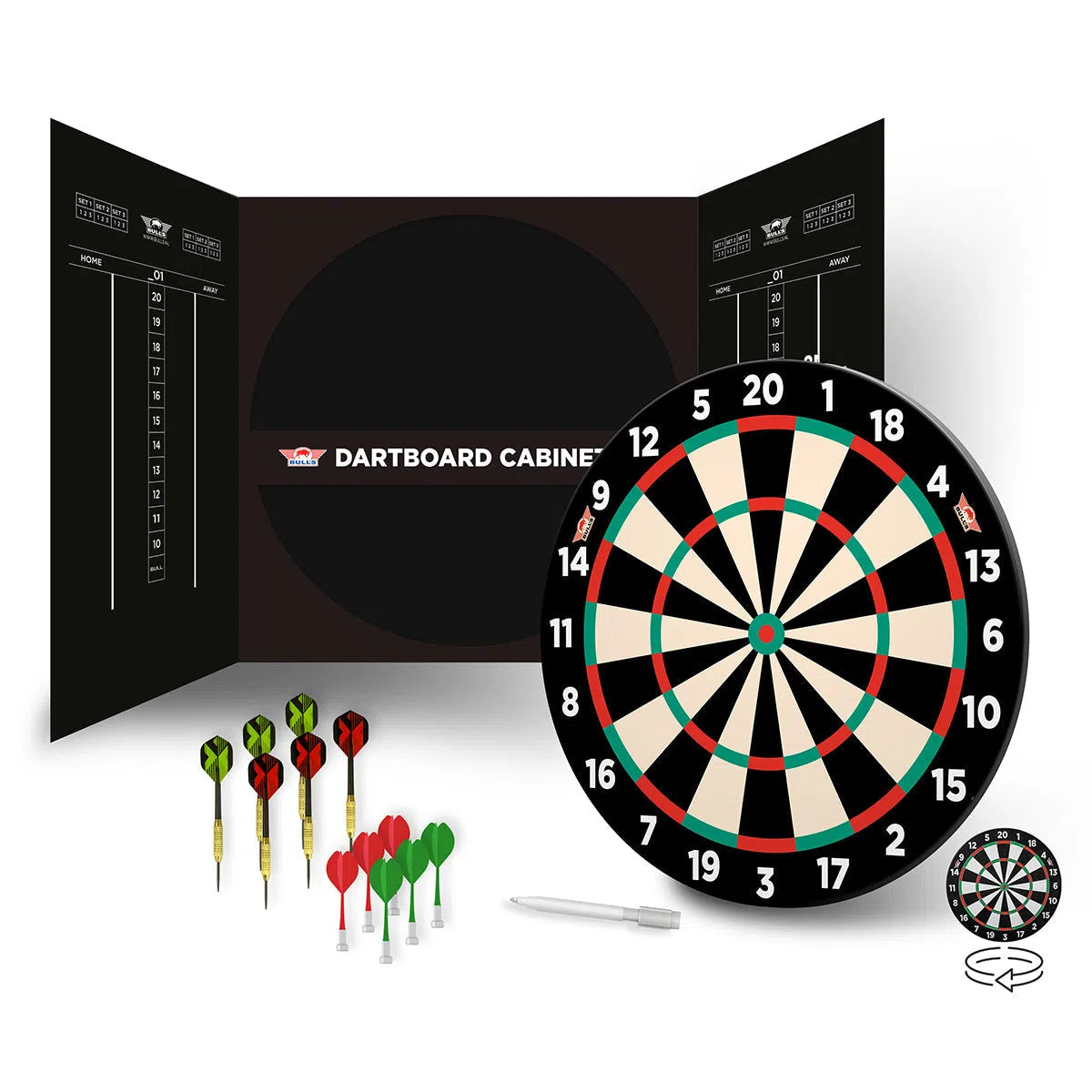 Bull's NL Magentic Paper Dartboard Cabinet Set