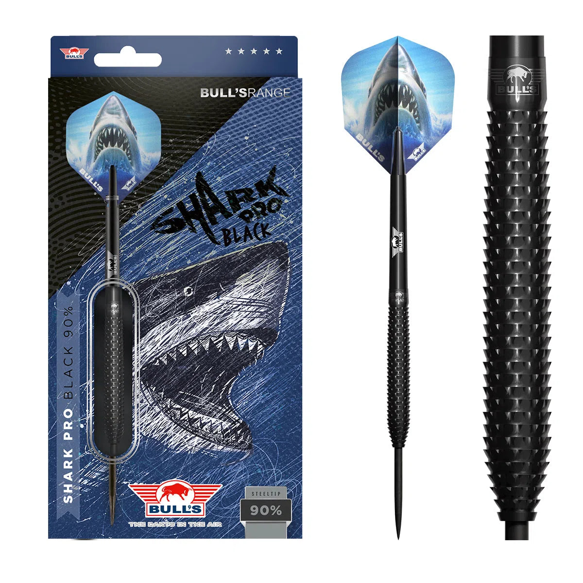 Bull's NL Shark Pro Black 90% Tungsten Steel Tip Darts