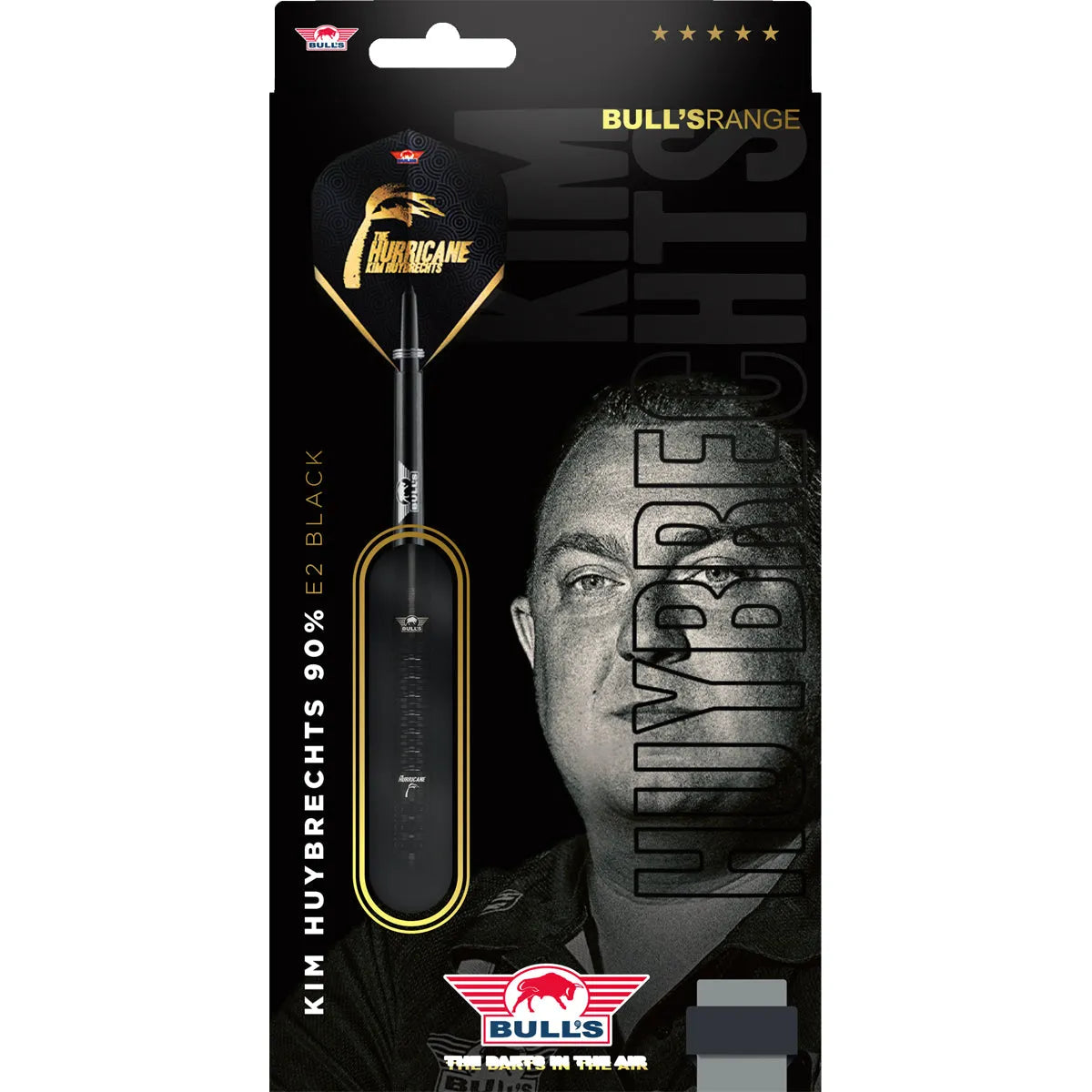 Bull's NL Kim Huybrechts E2 Black 90% Tungsten Steel Tip Darts-5-23 GRAM-Premier Darts