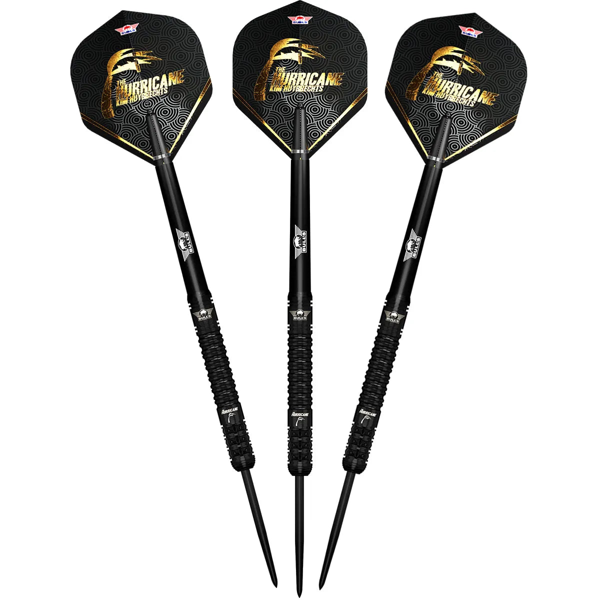 Bull's NL Kim Huybrechts E2 Black 90% Tungsten Steel Tip Darts-4-23 GRAM-Premier Darts