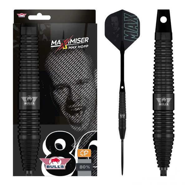 Bull's NL Max Hopp Black CP 80% Tungsten Steel Tip Darts-1-22 GRAM-Premier Darts